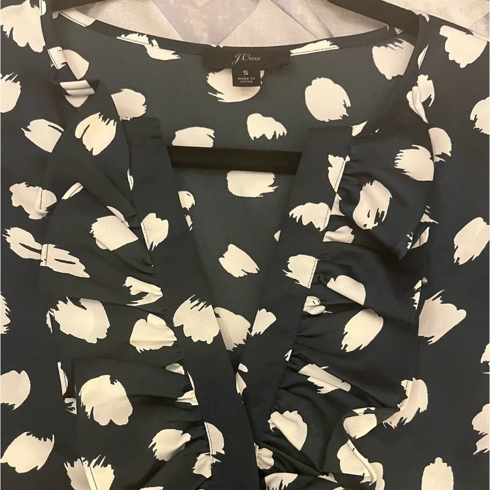 J Crew blouse Steele gray/blue with cream. Size M.